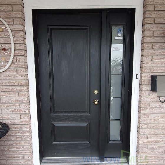 Black fiberglass front door replacement Etobicoke